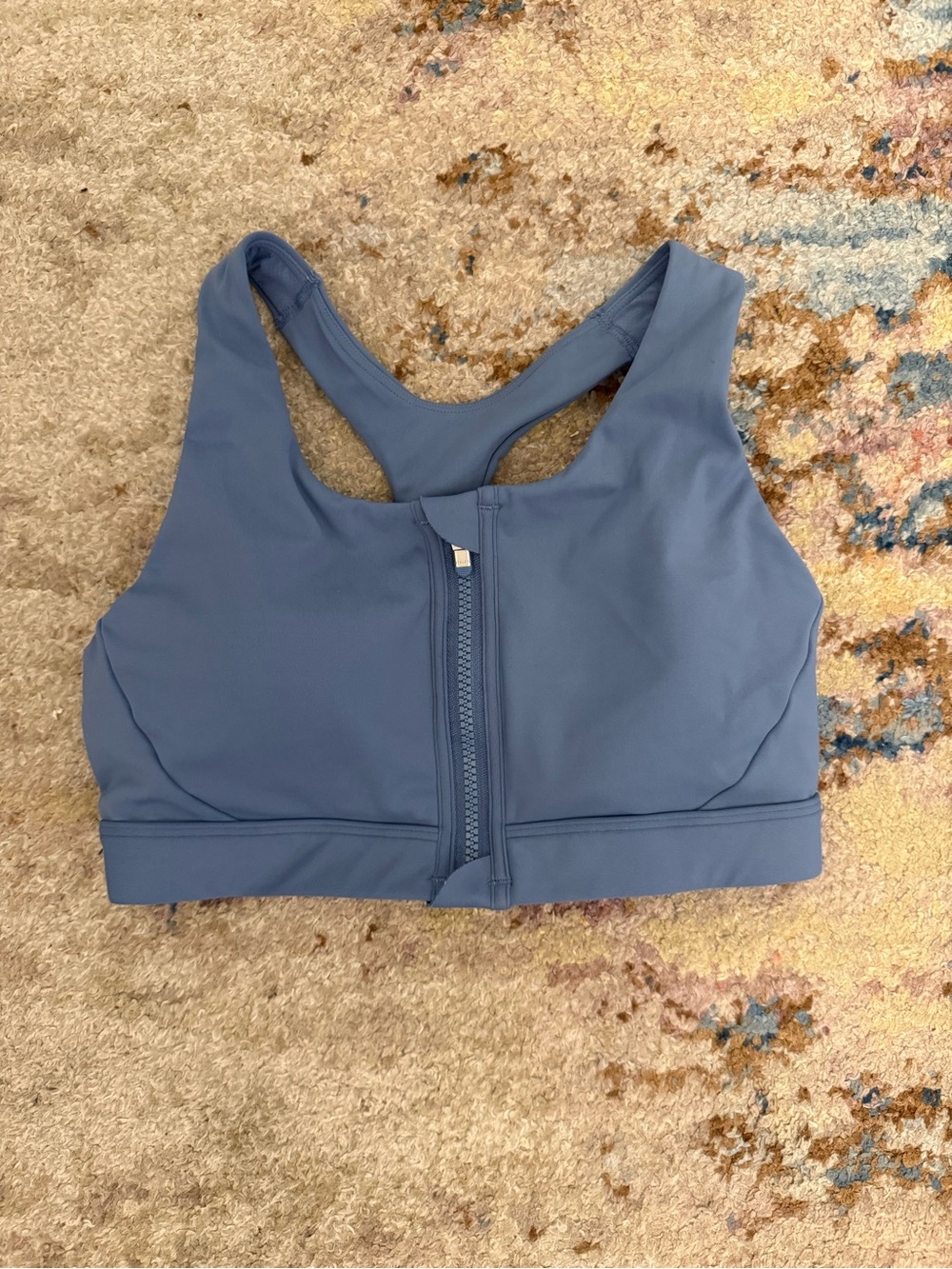 Athleta Front-Zip Racerback Sports Bra - Slate Blue